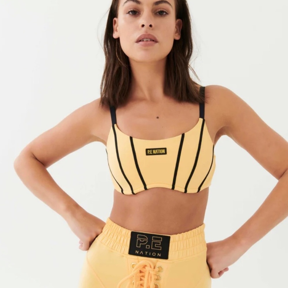 NWT P.E Nation Newton Sports Bra in Apricot and Black